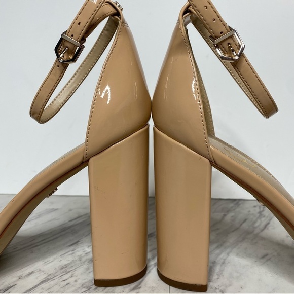 Sam Edelman Yaro Neutral Faux Patent Leather Block Heel Sandal 10 1/2 - Picture 9 of 14